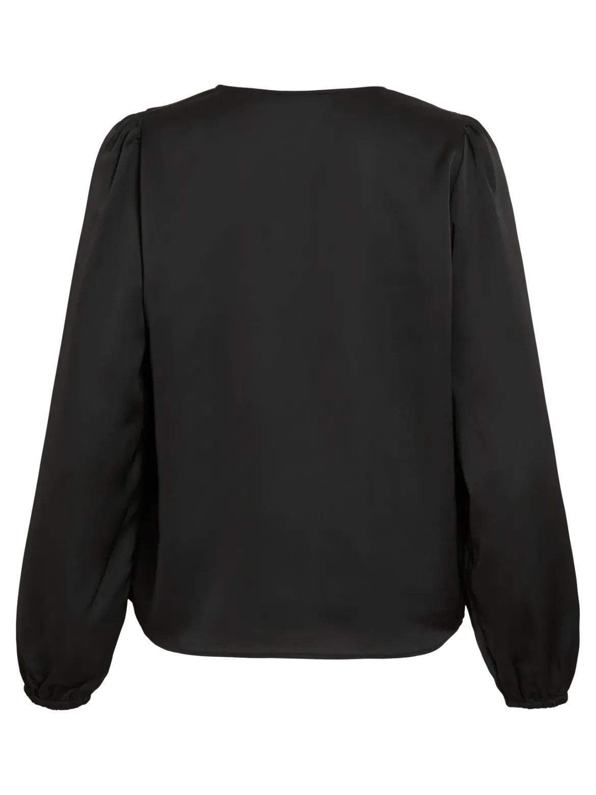 Vila naisten pusero Vielette L/S Smock Satin Top, musta