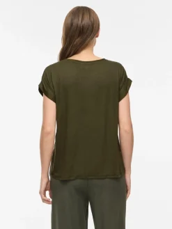 Vila naisten pusero Viellette SS Satin Top, Forest Night
