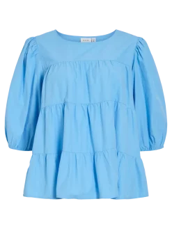 Vila naisten pusero Vikelli 3/4 O-Neck Top, sininen