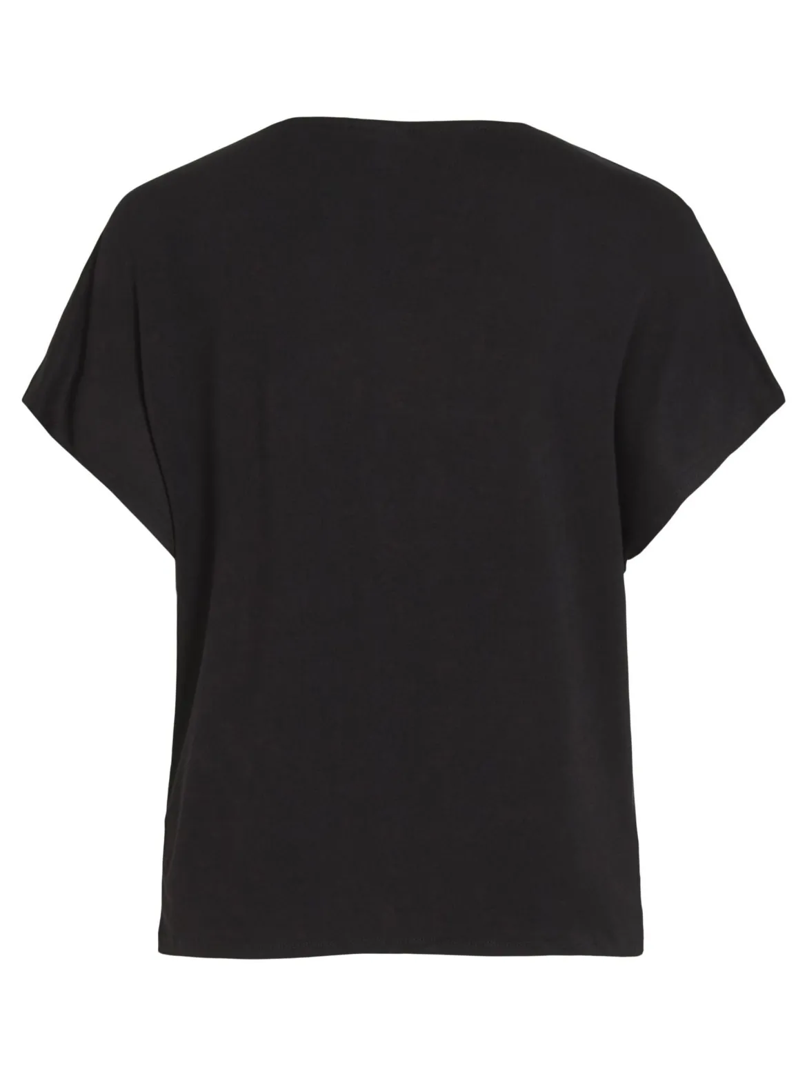 Vila naisten satiinitoppi, VIELLETTE V-NECK S/S SATIN TOP Musta