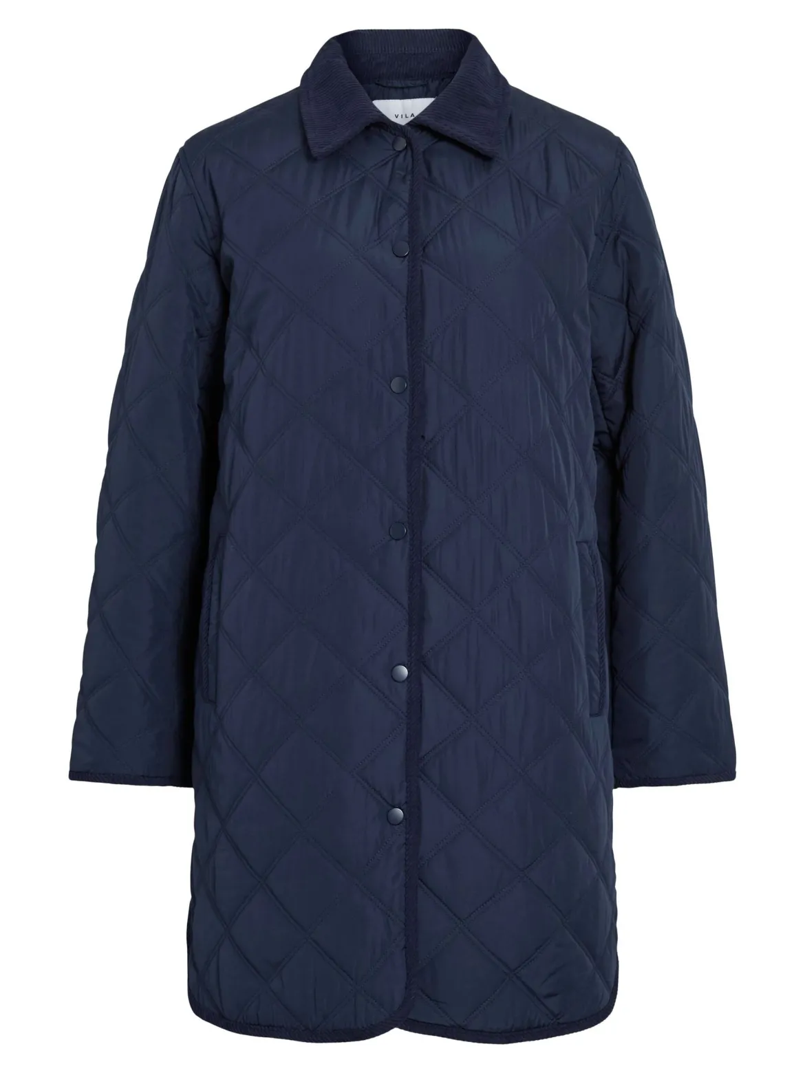 Vila naisten tikkitakki, VIQUILA L/S CORDUROY QUILT LONG JACKET Navy Blazer