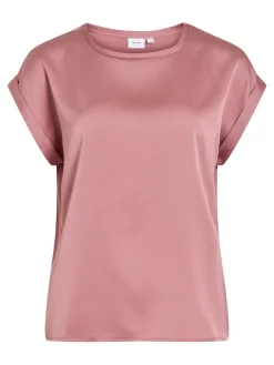 Vila naisten Topit Viellett e S/S Satin Top, Nostalgia Rose