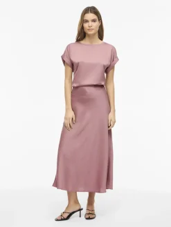 Vila naisten Topit Viellett e S/S Satin Top, Nostalgia Rose