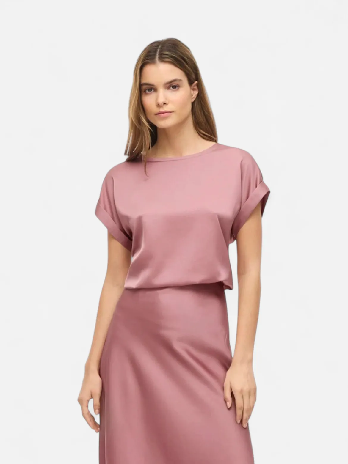 Vila naisten Topit Viellett e S/S Satin Top, Nostalgia Rose