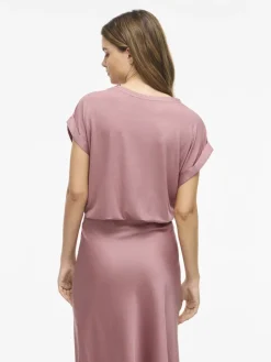 Vila naisten Topit Viellett e S/S Satin Top, Nostalgia Rose