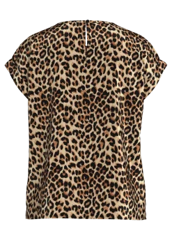 Vila naisten toppi, VIELLETTE S/S FULL SATIN TOP Caramel Café Leo