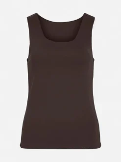 Vila naisten toppi Vikenza O-Neck S/L Tank Top, Coffee Bean