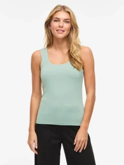 Vila naisten toppi Vikenza U-Neck S/L, Blue Surf