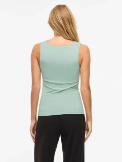 Vila naisten toppi Vikenza U-Neck S/L, Blue Surf