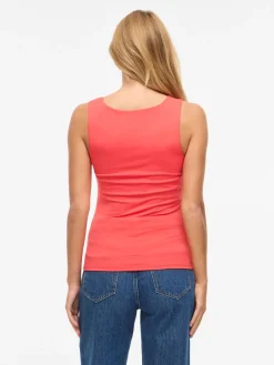Vila naisten toppi Vikenza U-Neck S/L, Hibiscus
