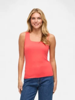 Vila naisten toppi Vikenza U-Neck S/L, Hibiscus