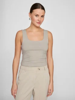 Vila naisten toppi Vikenza U-Neck S/L, Silver Gray