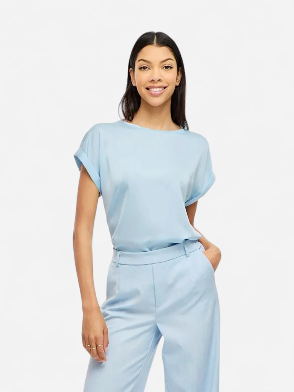 Vila naisten top Viellette Short Sleeved Top, Nantucket Breeze