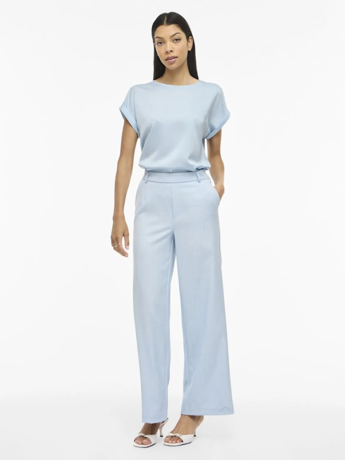 Vila naisten top Viellette Short Sleeved Top, Nantucket Breeze
