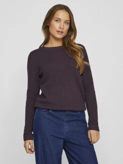 Vila neule, VIDALO O-NECK L/S KNIT TOP Plum Perfect