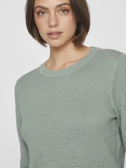 Vila neule, VIDALO O-NECK L/S KNIT TOP Chinois Green