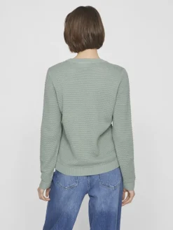 Vila neule, VIDALO O-NECK L/S KNIT TOP Chinois Green