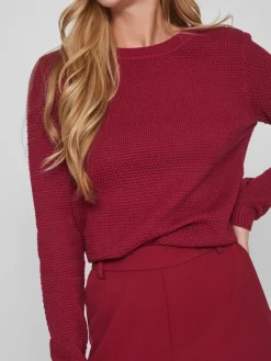 Vila neule, VIDALO O-NECK L/S KNIT TOP Pinkki