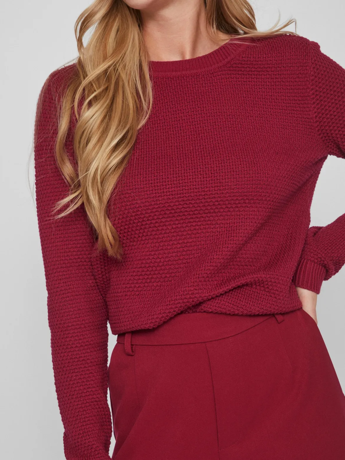 Vila neule, VIDALO O-NECK L/S KNIT TOP Pinkki