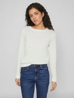 Vila neule, VIDALO O-NECK L/S KNIT TOP Luonnonvalkoinen