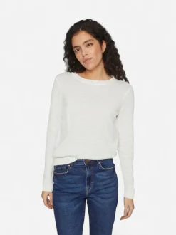 Vila neule, VIDALO O-NECK L/S KNIT TOP Luonnonvalkoinen