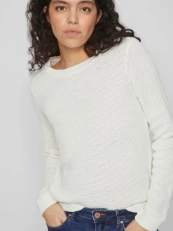 Vila neule, VIDALO O-NECK L/S KNIT TOP Luonnonvalkoinen