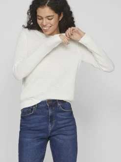 Vila neule, VIDALO O-NECK L/S KNIT TOP Luonnonvalkoinen