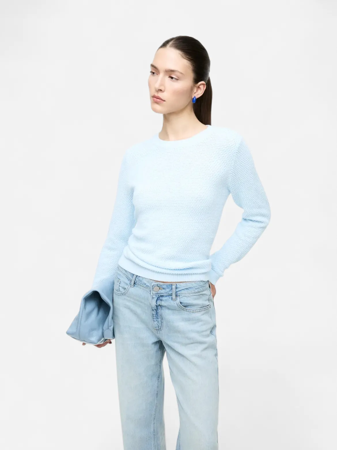 Vila neule, VIDALO O-NECK L/S KNIT TOP Nantucket Breeze
