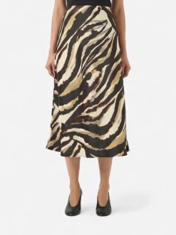 Y.A.S hame, YASPELLA HW MIDI SKIRT Sandshell Zebra Print