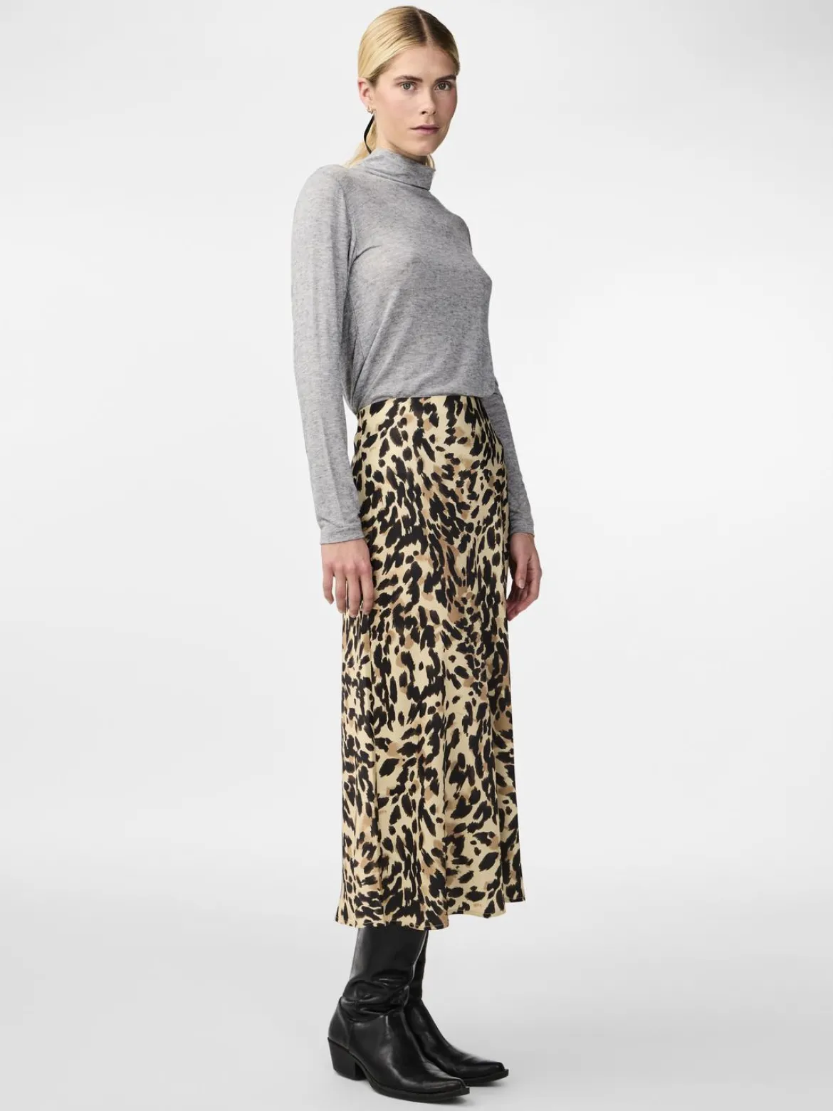 Y.A.S hame, YASPELLA HW MIDI SKIRT Beige Kuosi