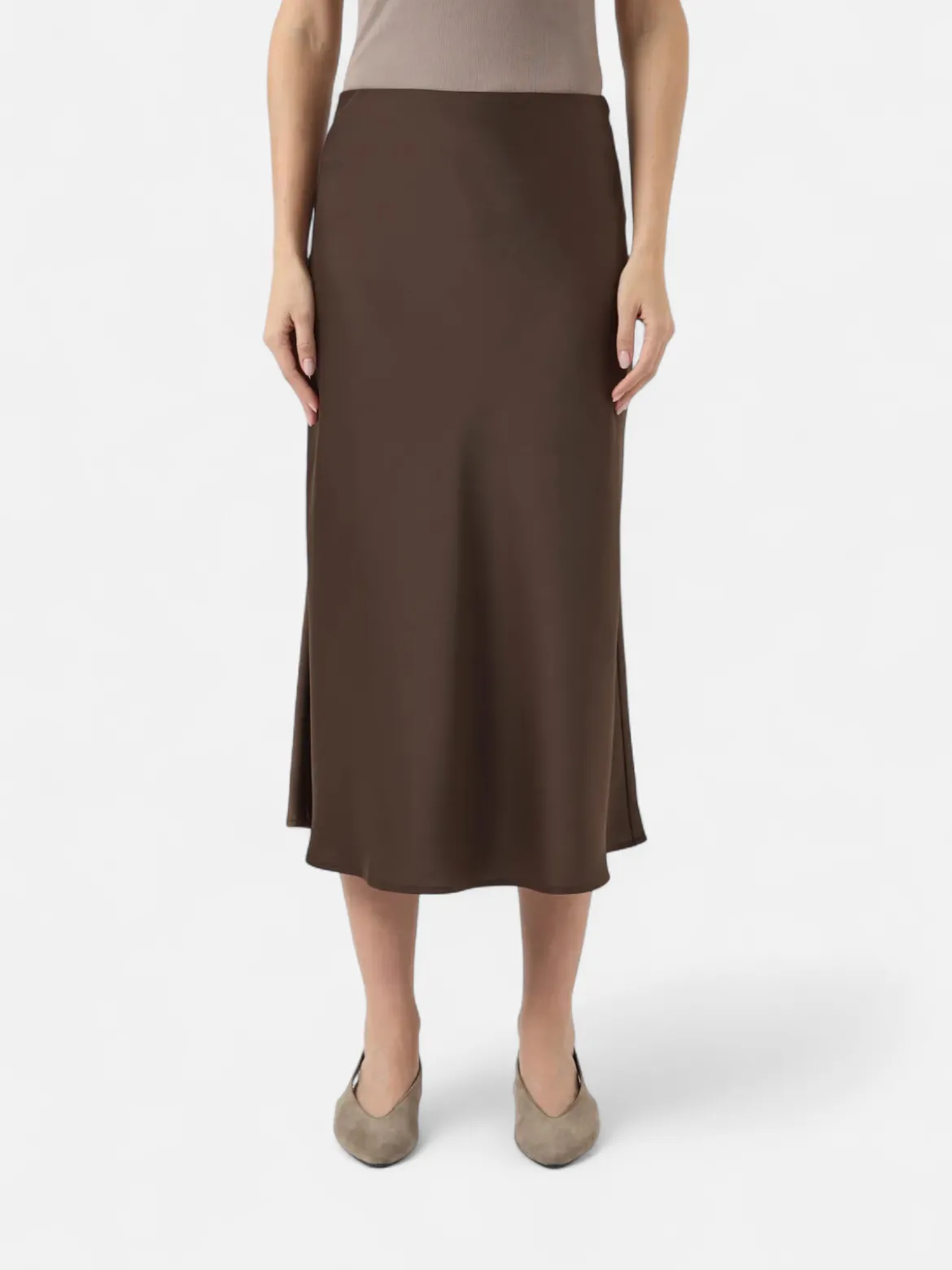 Y.A.S hame, YASPELLA HW MIDI SKIRT Chocolate Brown
