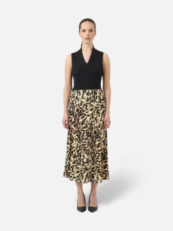 Y.A.S hame YASPella HW Midi Skirt, Black Leo Print