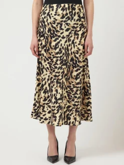 Y.A.S hame YASPella HW Midi Skirt, Black Leo Print