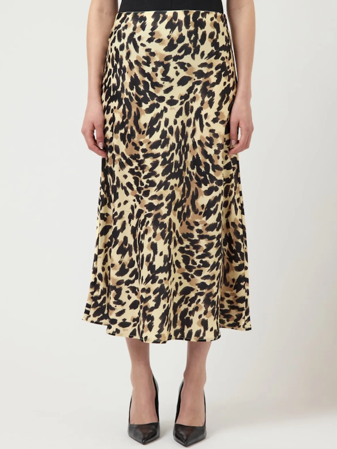 Y.A.S hame YASPella HW Midi Skirt, Black Leo Print