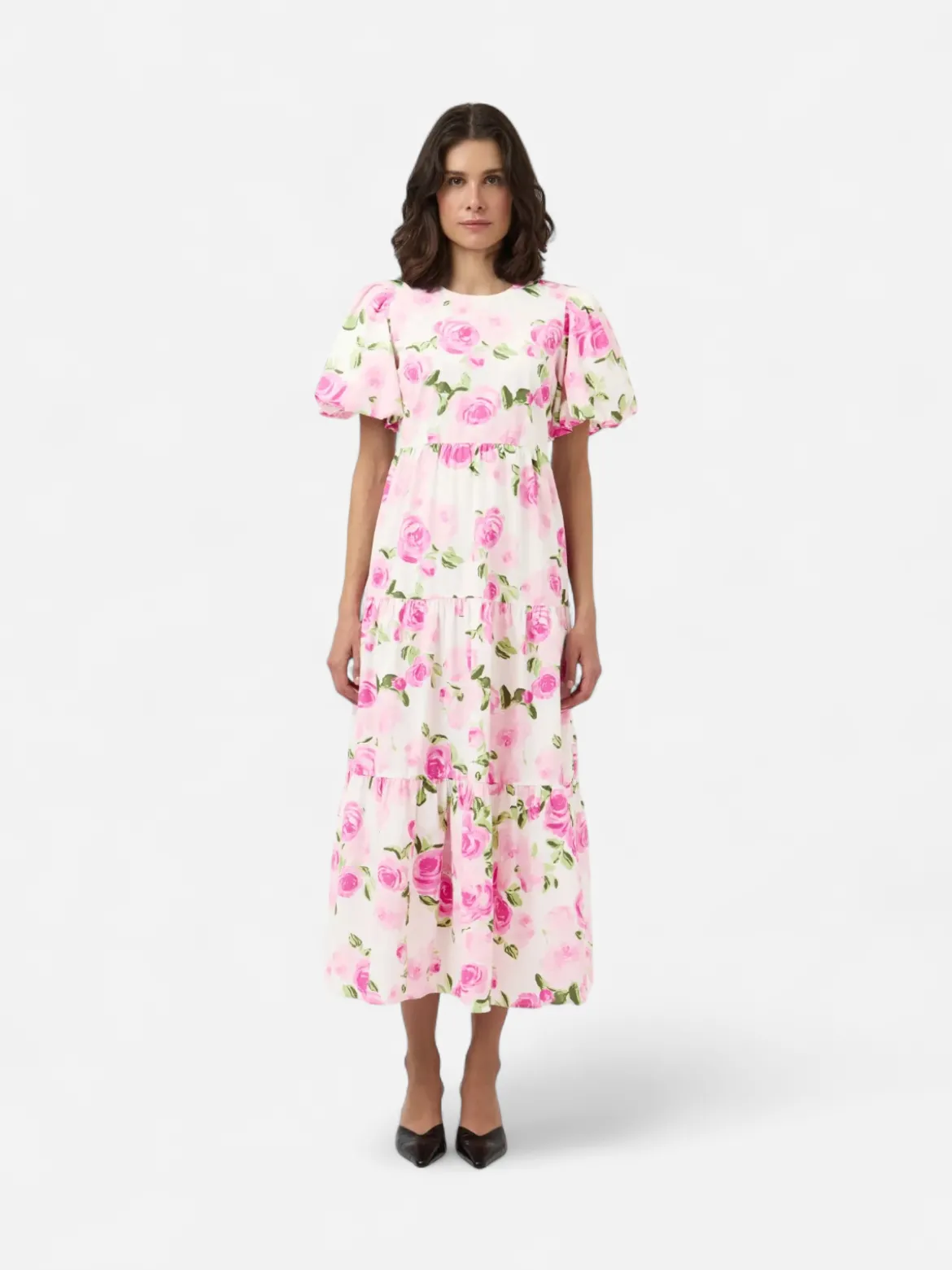 Y.A.S mekko YASColea SS Ankle Dress, Star White Pink Emula