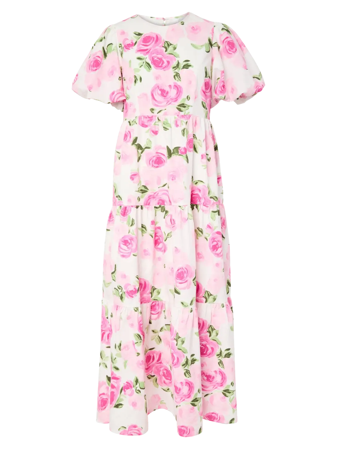 Y.A.S mekko YASColea SS Ankle Dress, Star White Pink Emula