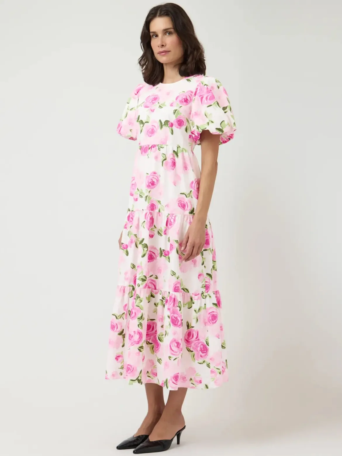 Y.A.S mekko YASColea SS Ankle Dress, Star White Pink Emula