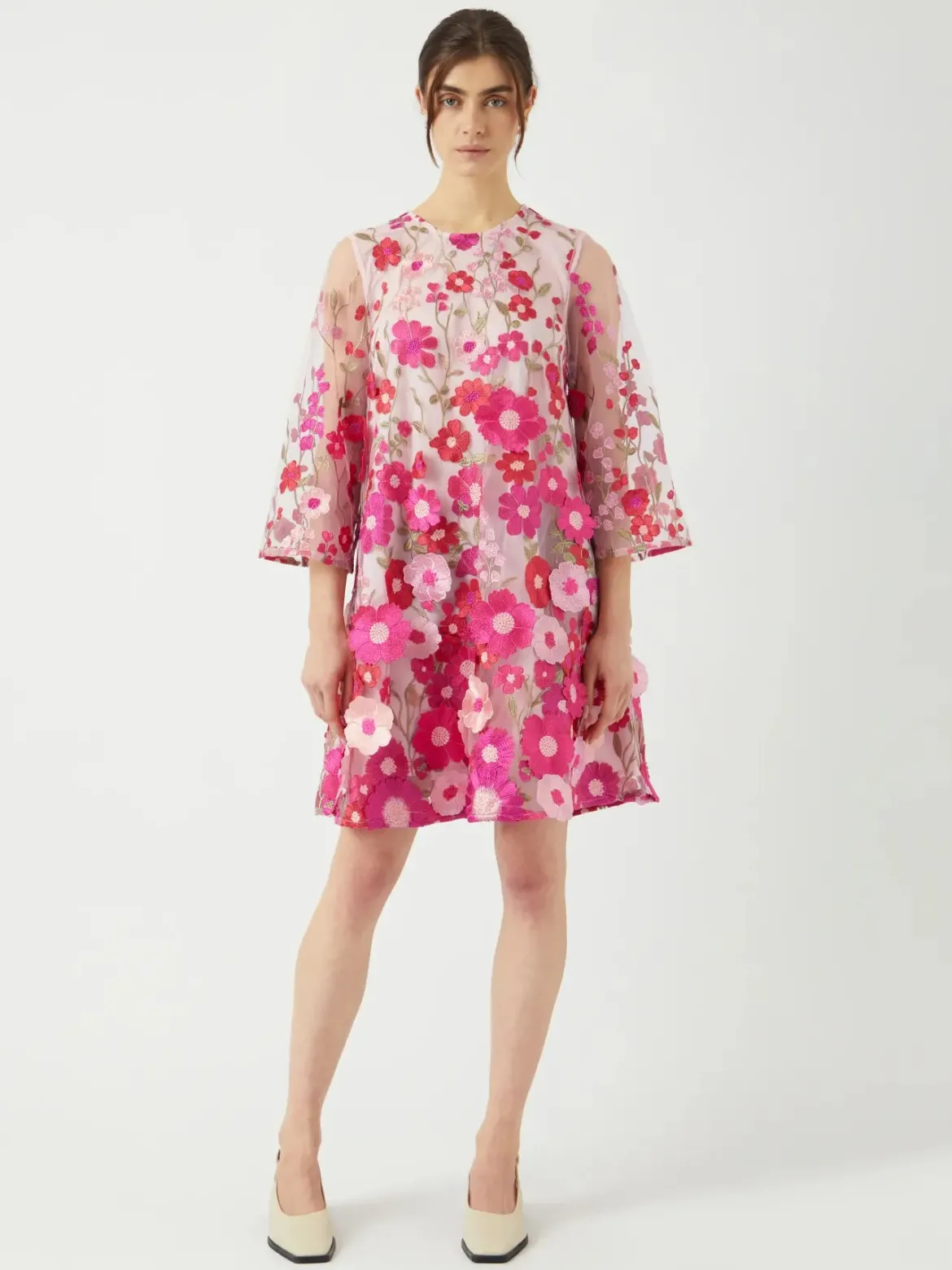Y.A.S mekko YASFlowering 3/4 Dress, pinkki kuosi