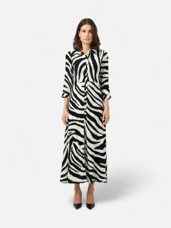 Y.A.S mekko Yassavanna Long Shirt Dress, Birch Zebra Print