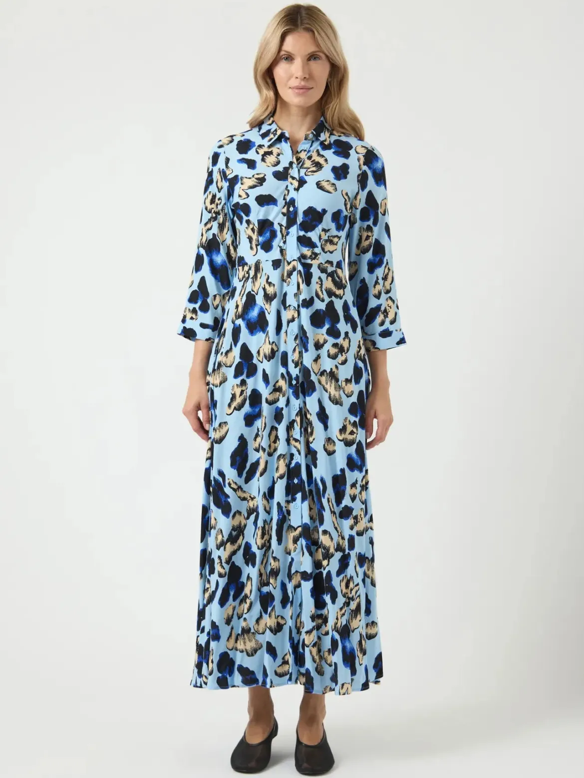 Y.A.S mekko Yassavanna Long Shirt Dress, Clear Sky Liro Print