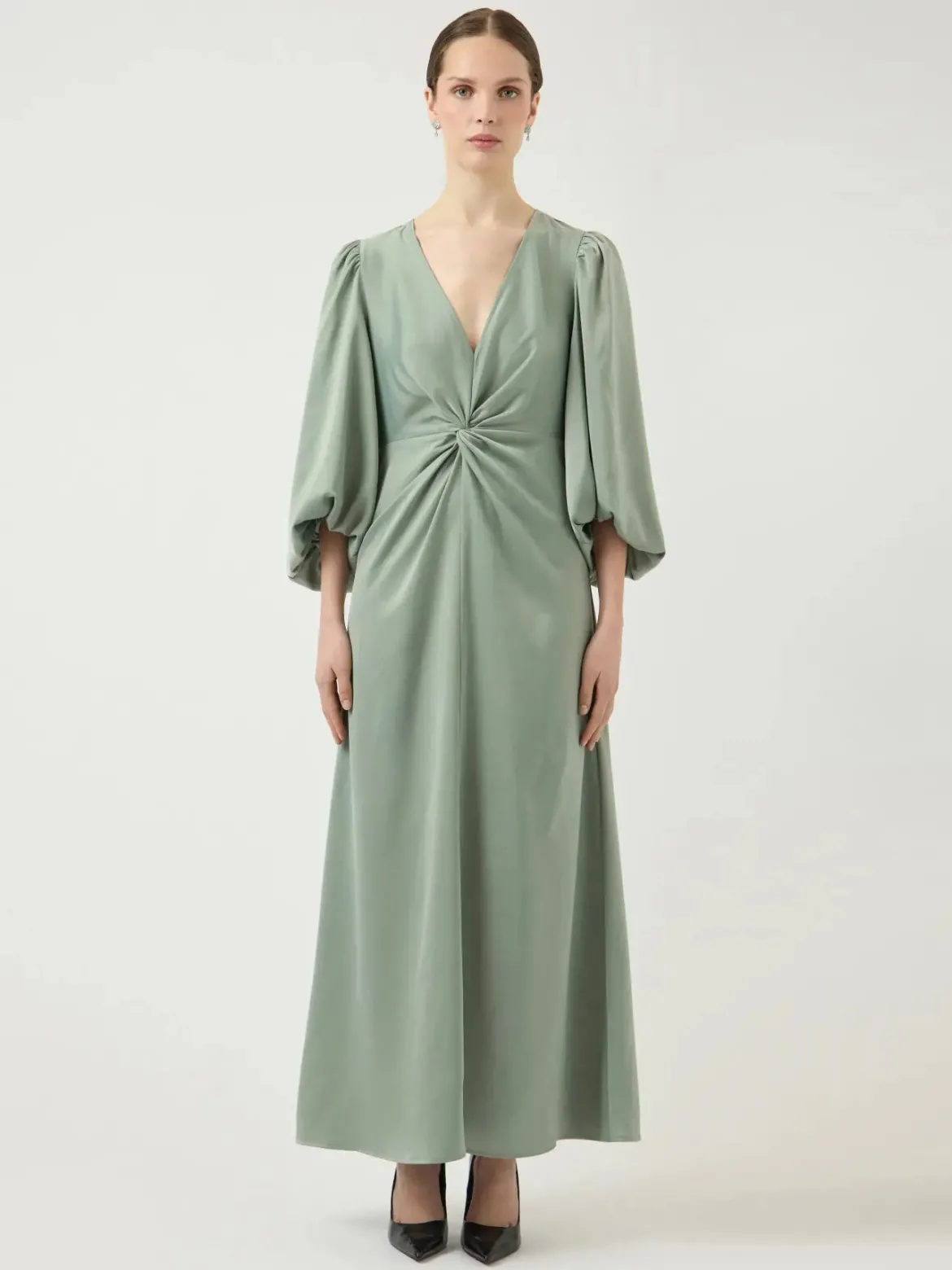 Y.A.S mekko YASThea LS Long Dress S. Noos, Green Milieu