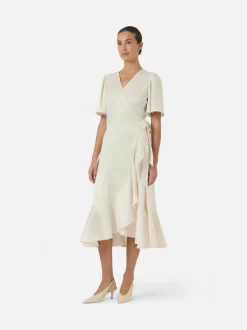 Y.A.S mekko YASTHEA 2/4 MIDI WRAP DRESS S. NOOS, Gardenia