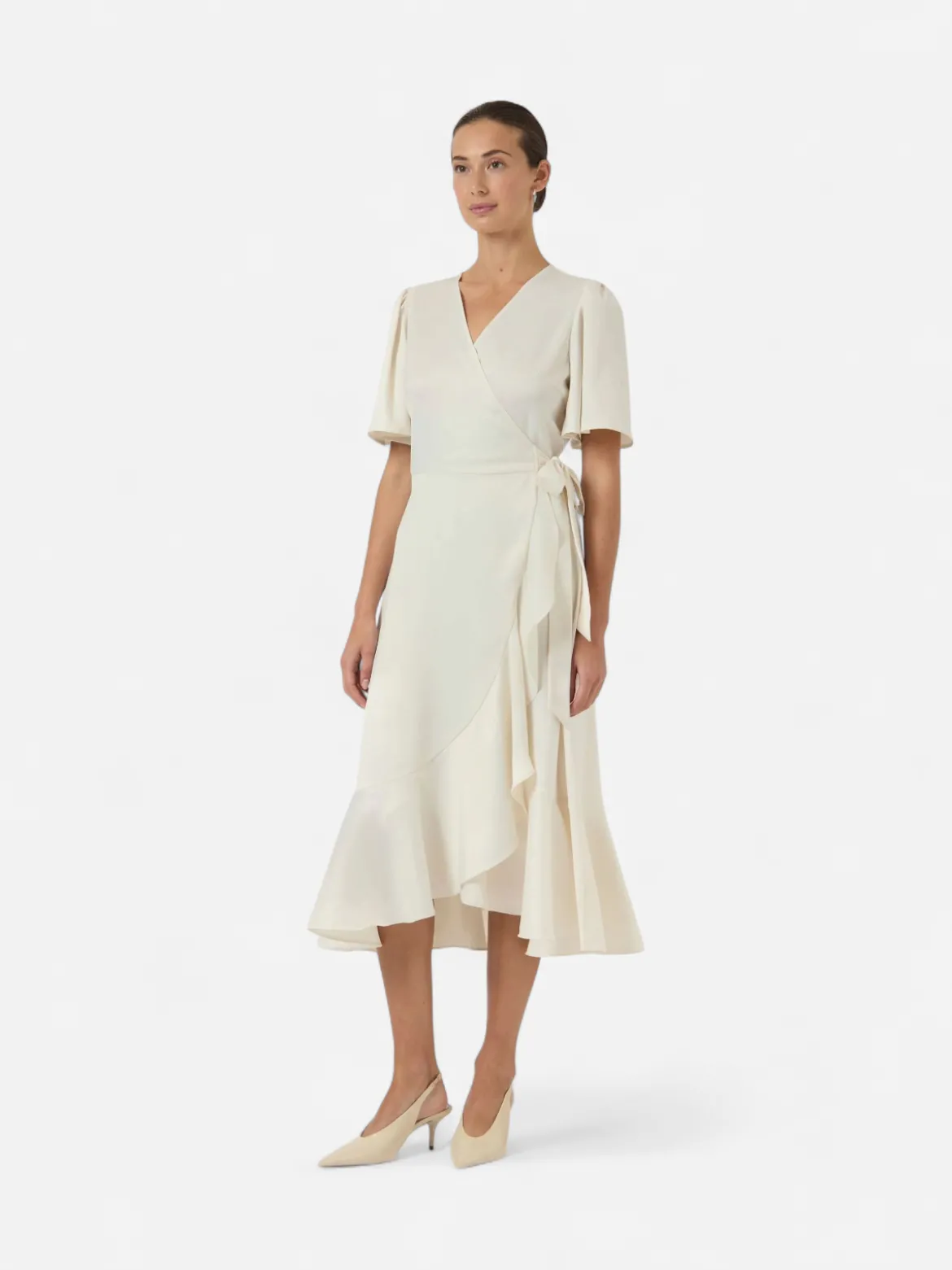 Y.A.S mekko YASTHEA 2/4 MIDI WRAP DRESS S. NOOS, Gardenia