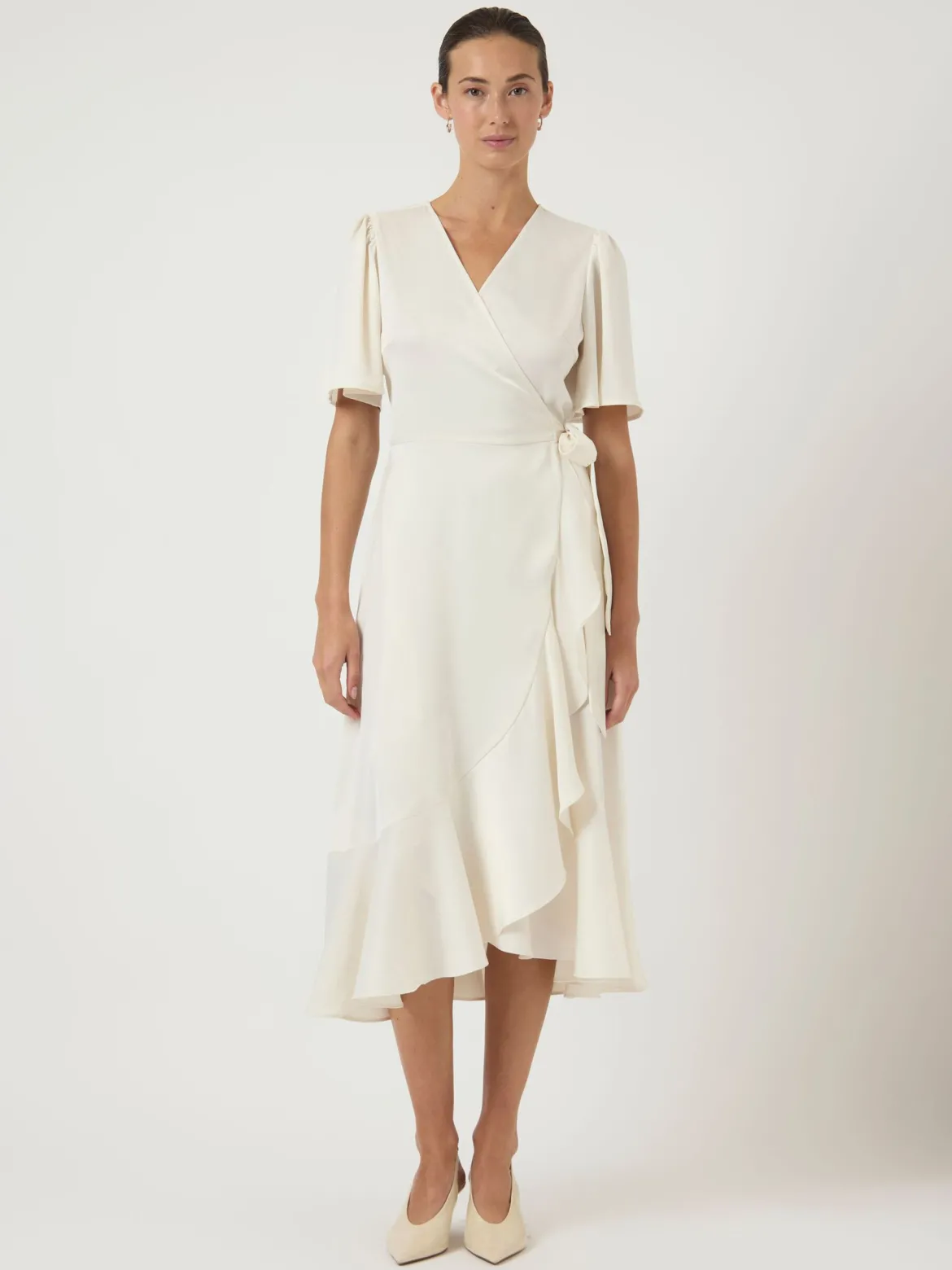 Y.A.S mekko YASTHEA 2/4 MIDI WRAP DRESS S. NOOS, Gardenia