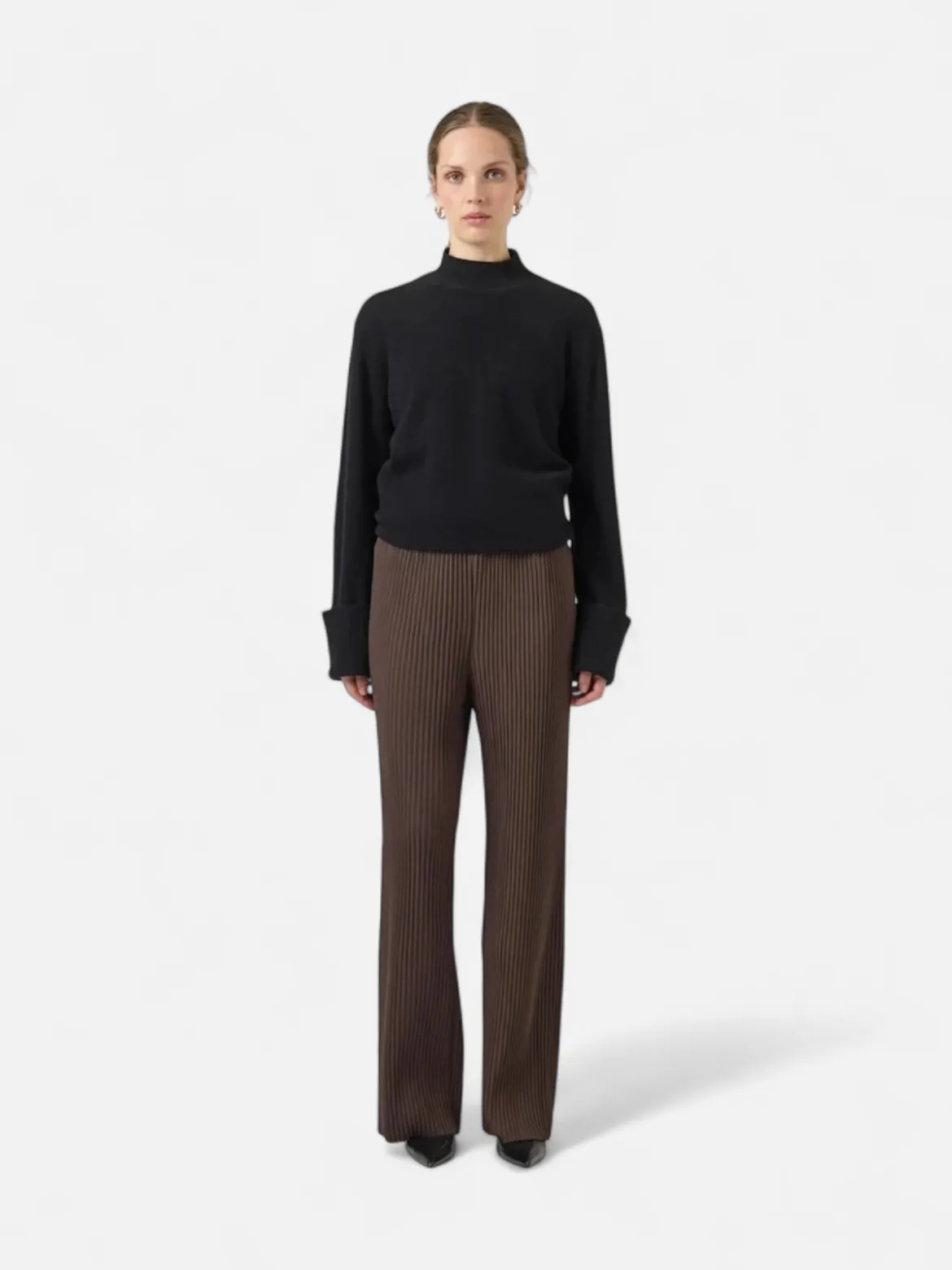 Y.A.S naisten housut K Yasalisa HW Pant S. Noos, Chocolate Brown