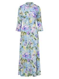 Y.A.S Naisten Maksimekko YASSAVANNA LONG SHIRT DRESS Sininen Kuosi