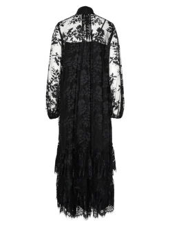 Y.A.S naisten mekko YASLACILLA LS LACE LONG DRESS, musta