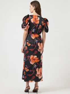 Y.A.S naisten mekko YASPella 2/4 Long Dress S., Black Pilana Aop