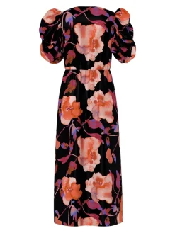 Y.A.S naisten mekko YASPella 2/4 Long Dress S., Black Pilana Aop