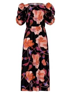Y.A.S naisten mekko YASPella 2/4 Long Dress S., Black Pilana Aop